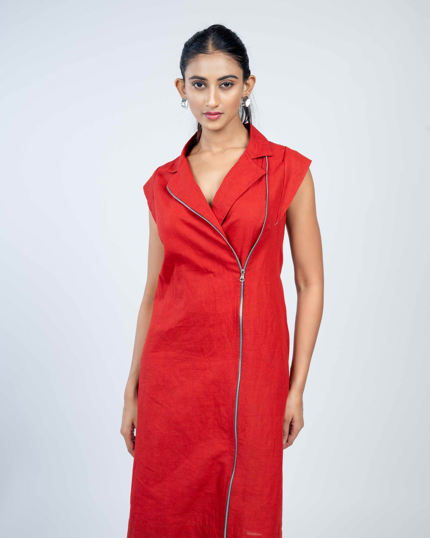 Pure linen trench dress