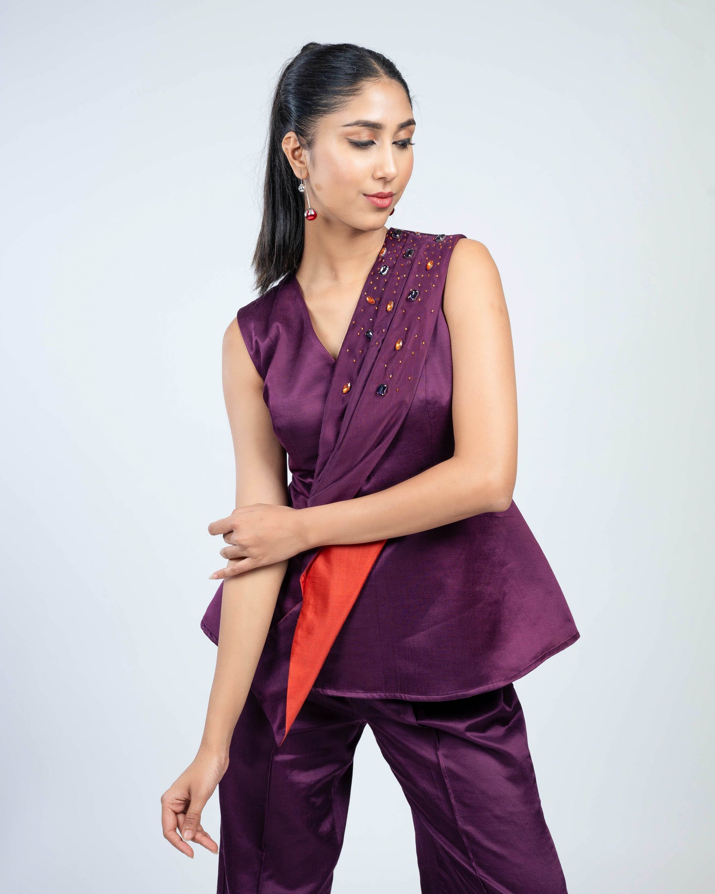 Linen Satin flip fabric co-ord set