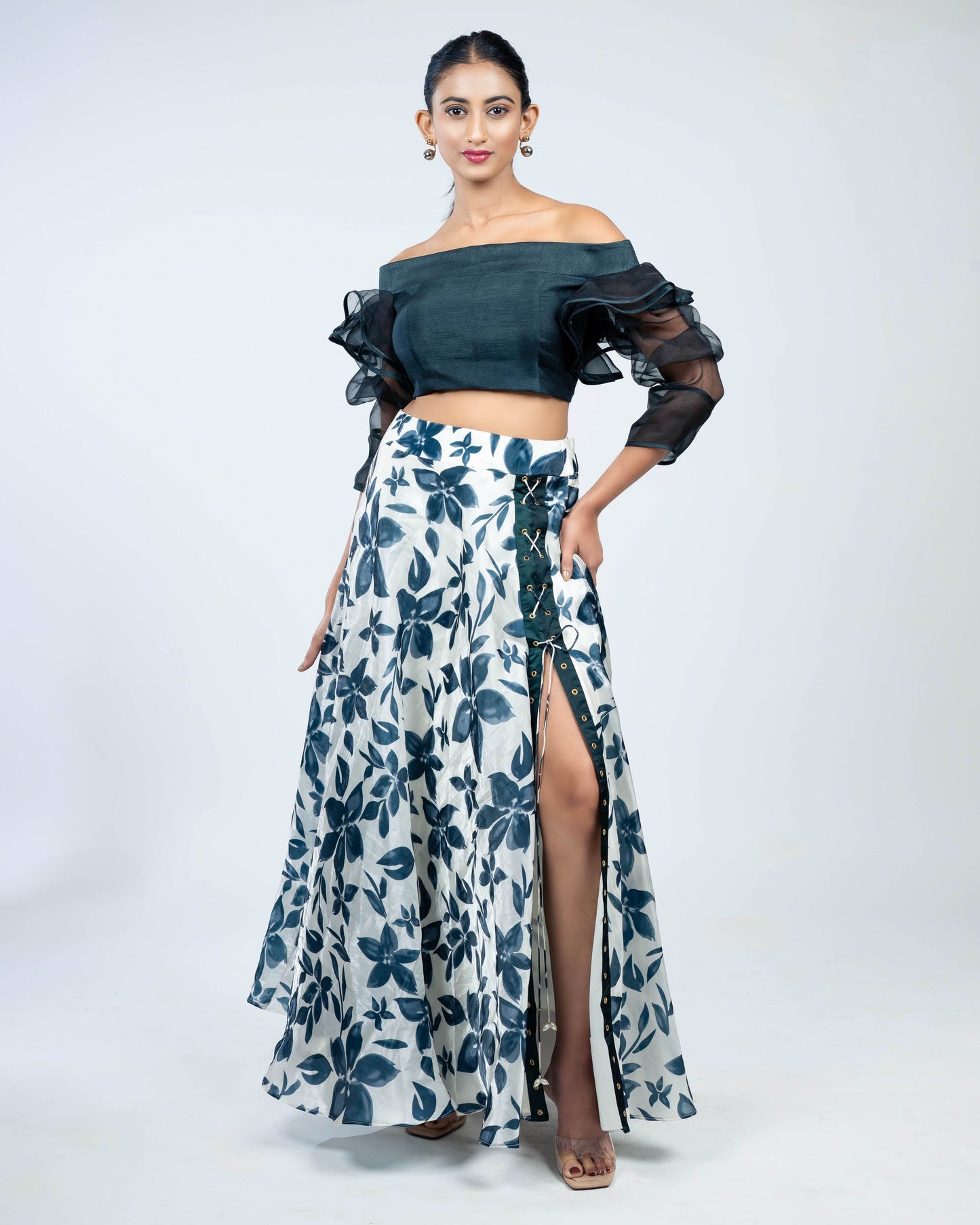 Floral cloak skirt set
