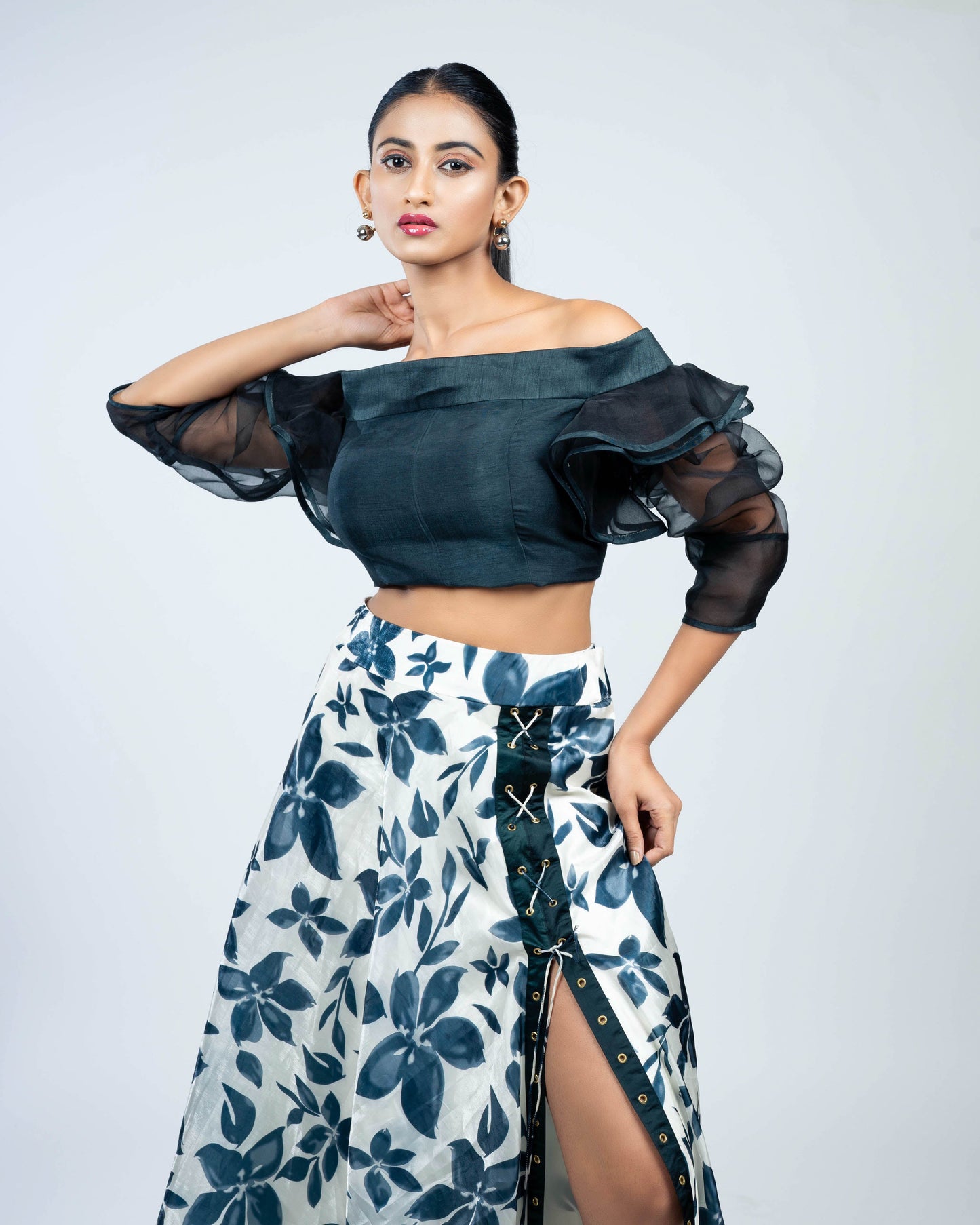 Floral cloak skirt set