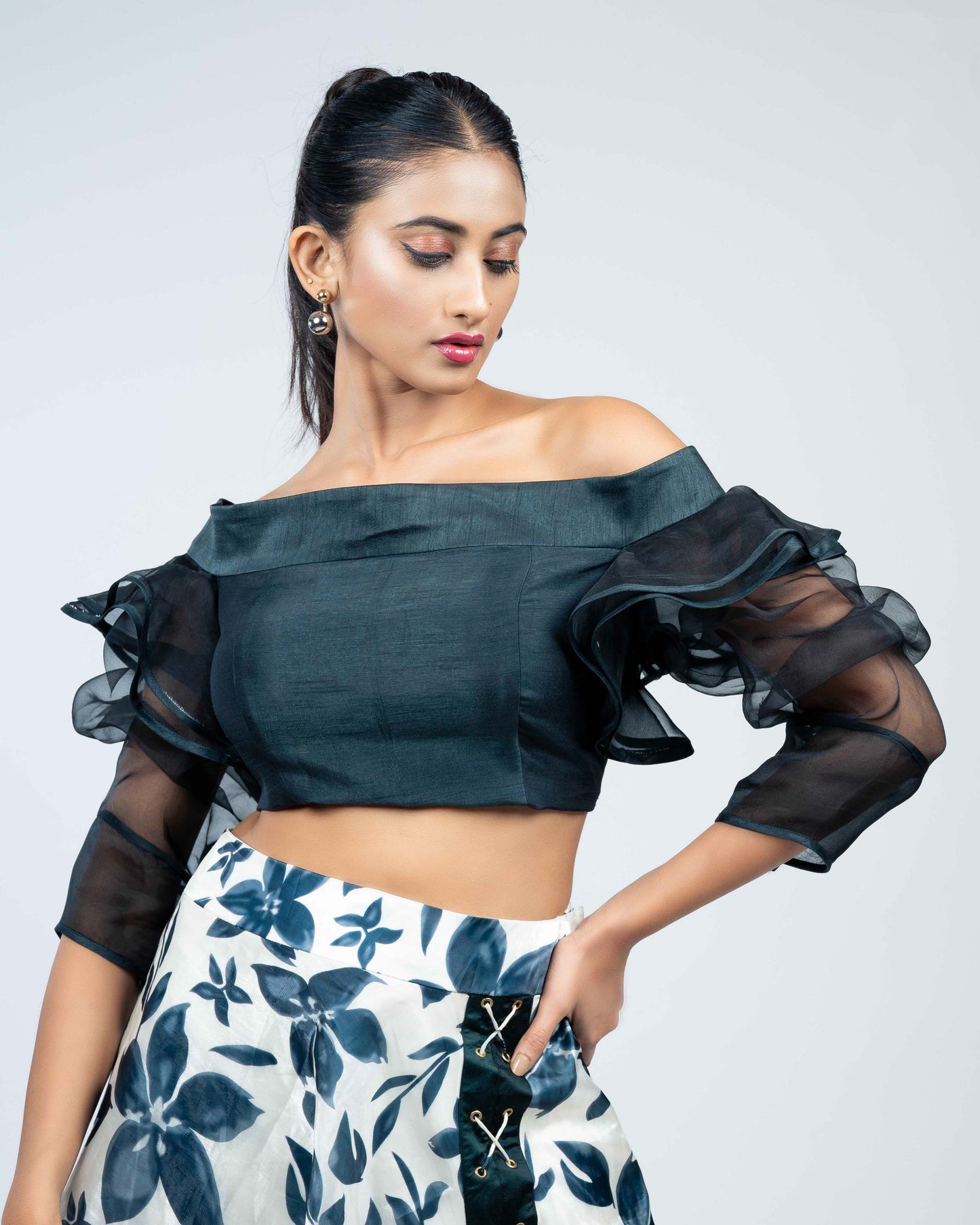 Floral cloak skirt set