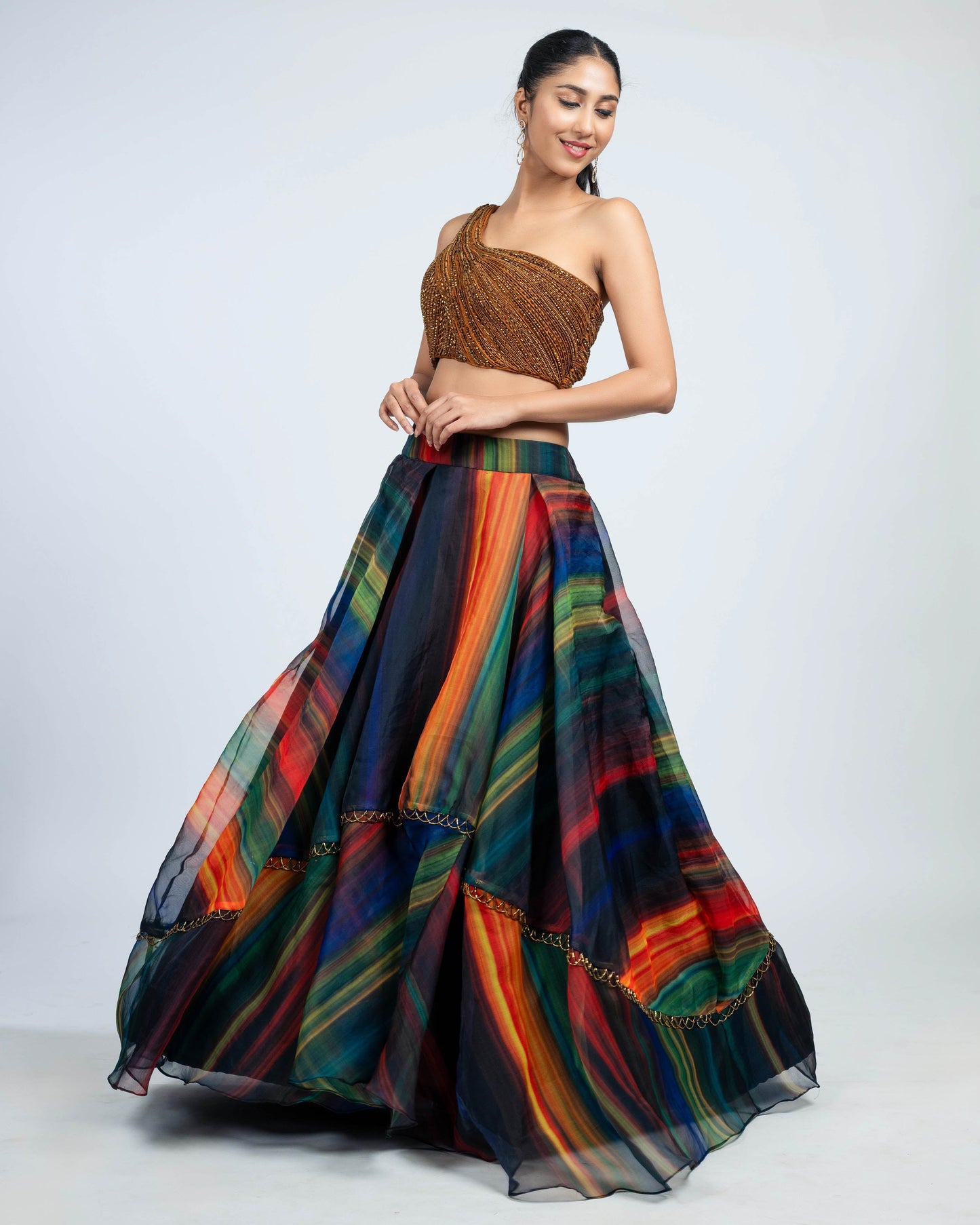 Organza flared skirt with moulded skirt