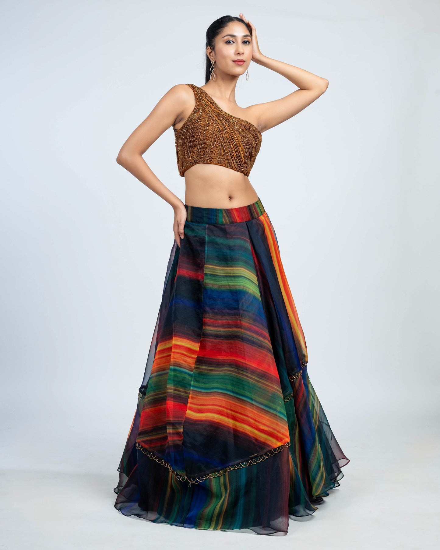 Organza flared skirt with moulded skirt