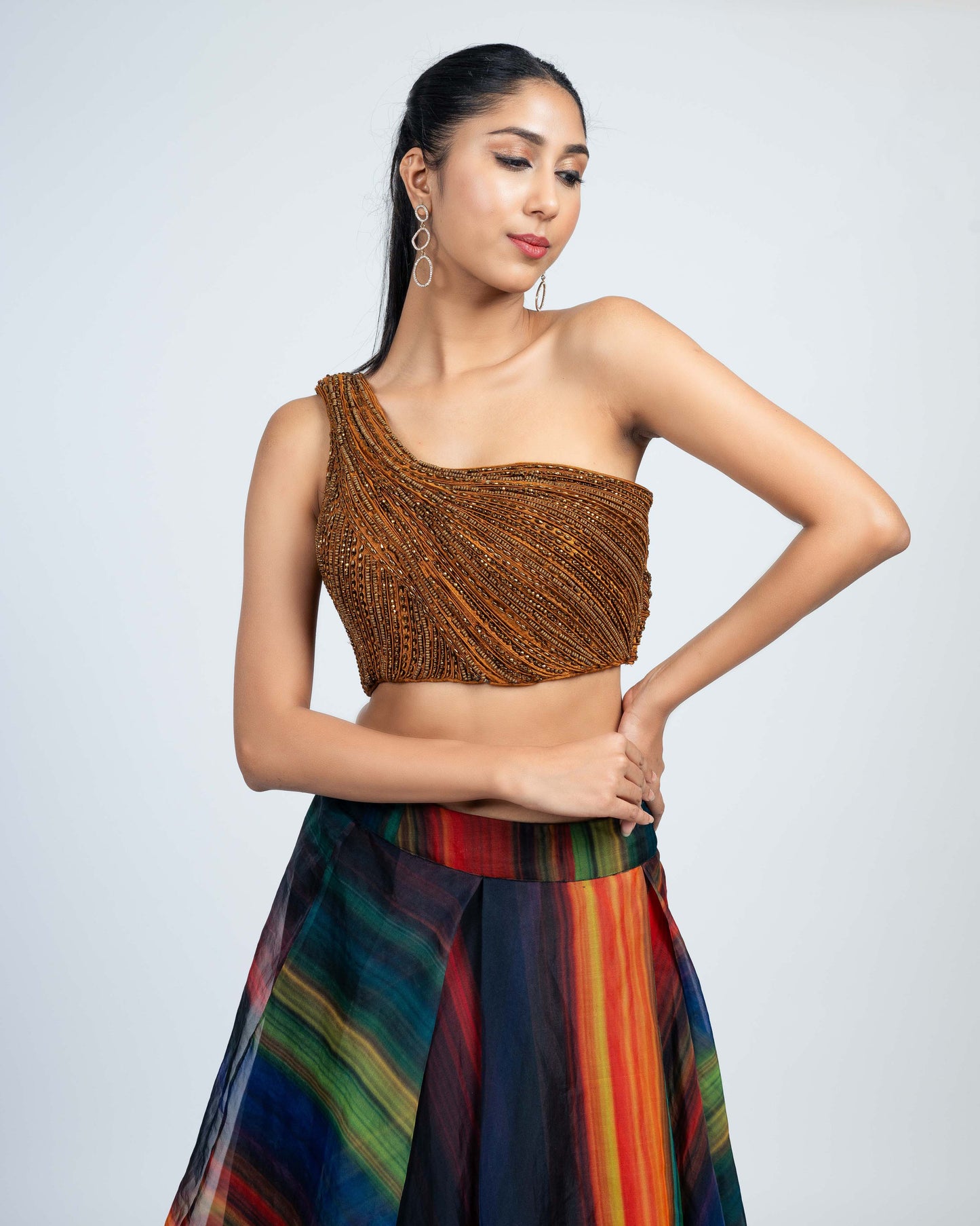 Organza flared skirt with moulded skirt