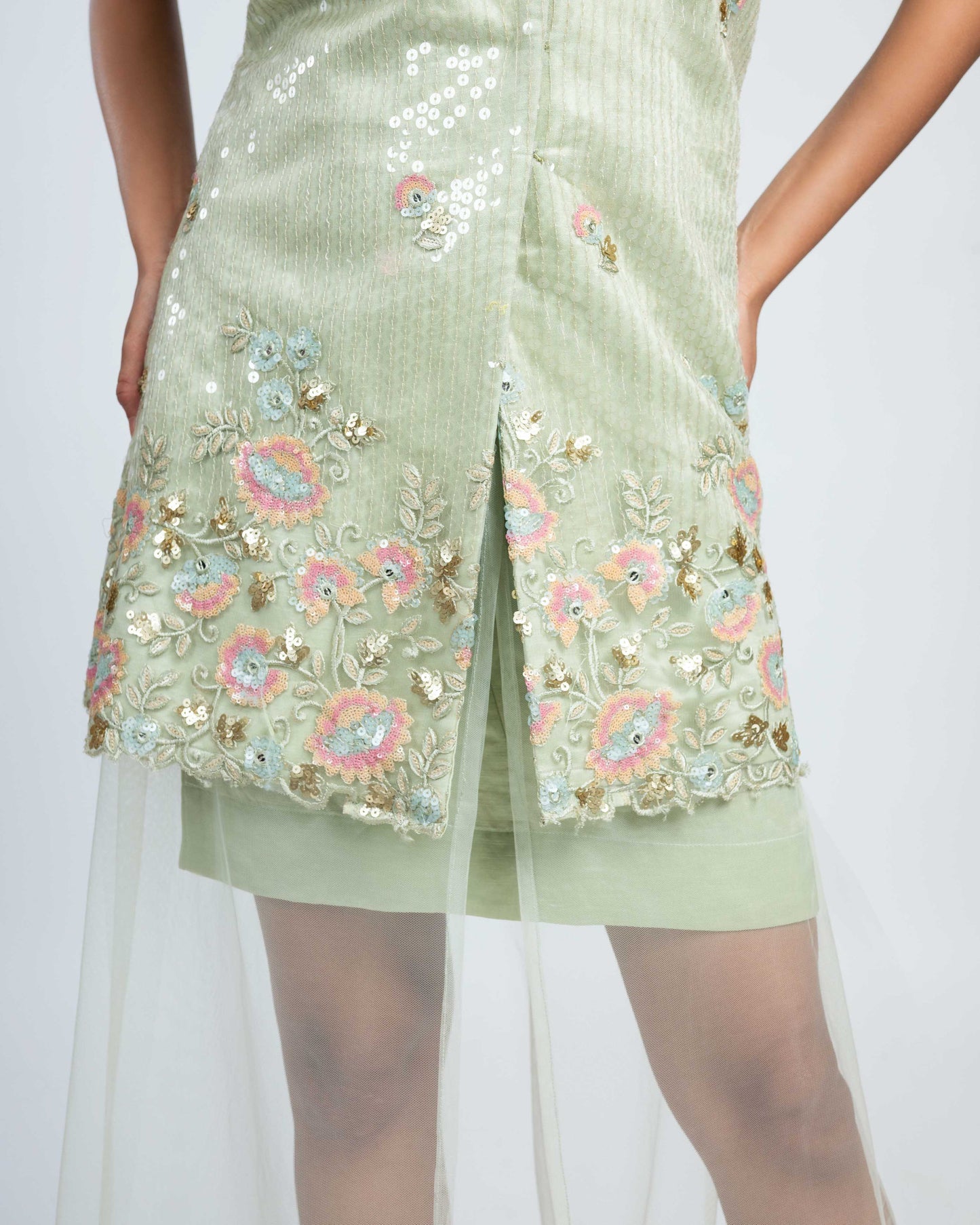 Embroidered blazer dress with skirt