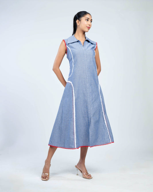 Linen chambray midi dress