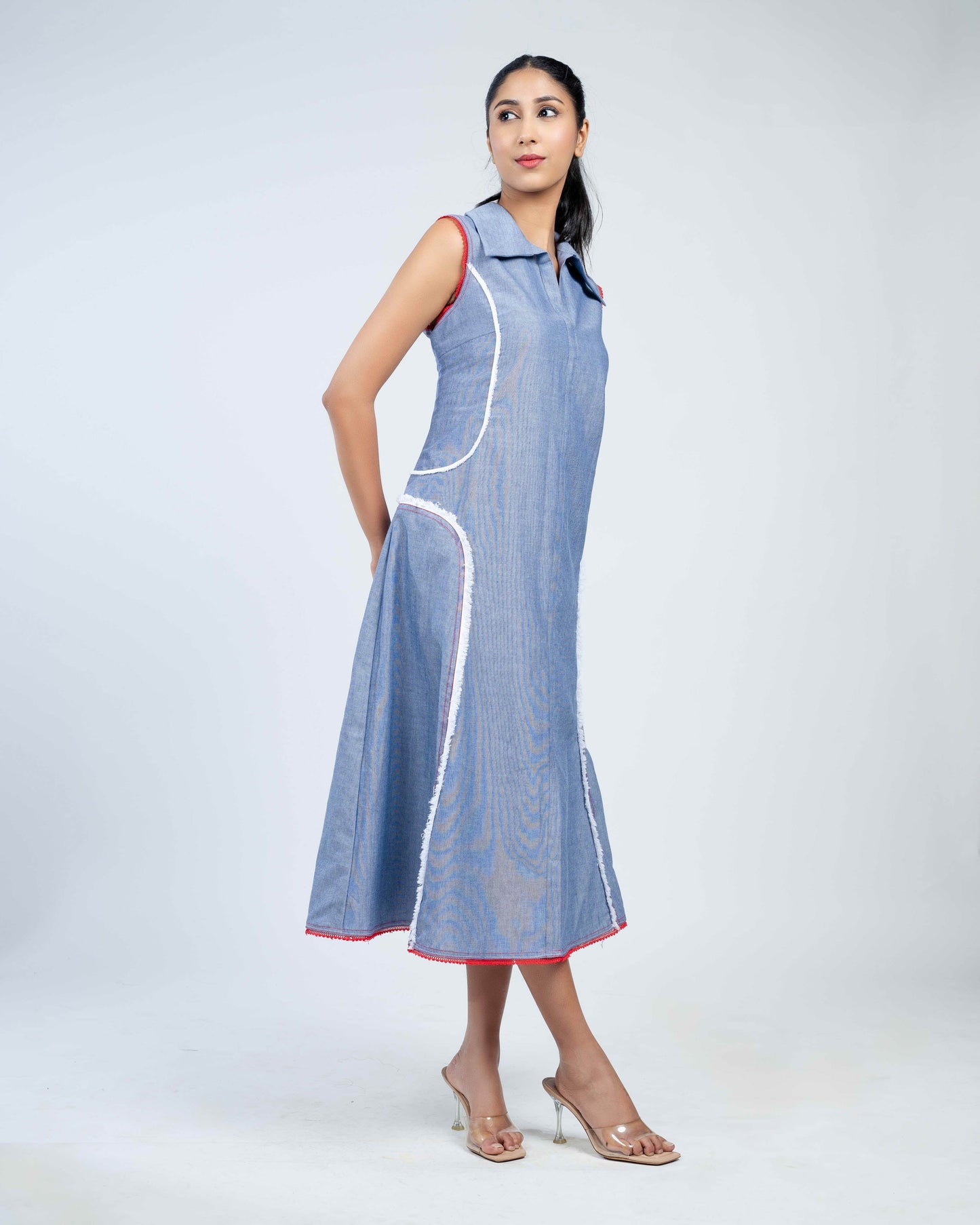 Linen chambray midi dress