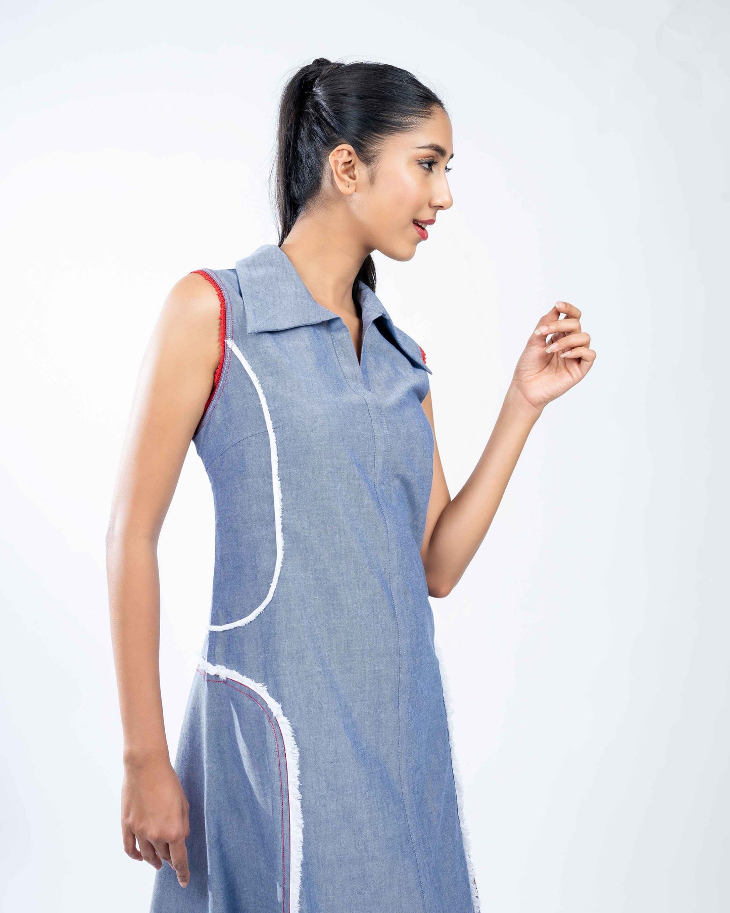 Linen chambray midi dress