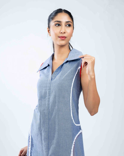 Linen chambray midi dress
