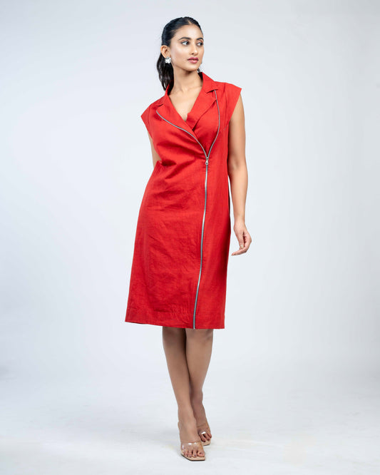 Pure linen trench dress