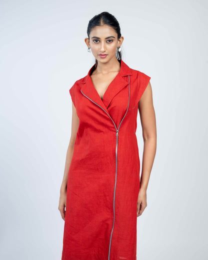 Pure linen trench dress