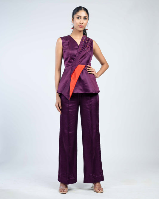 Linen Satin flip fabric co-ord set