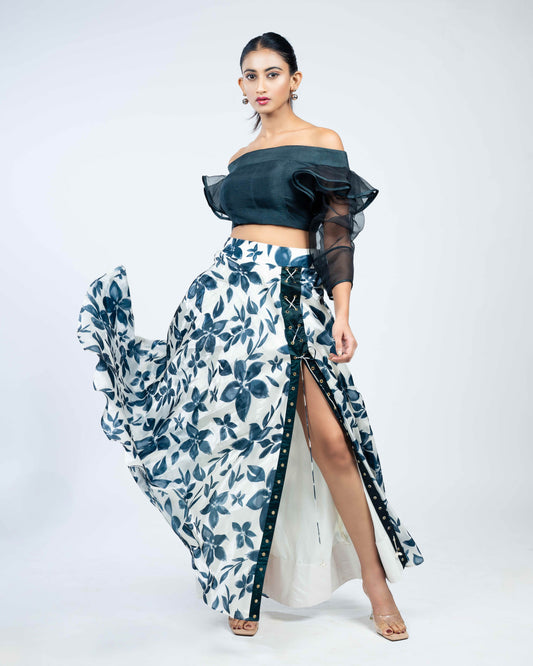 Floral cloak skirt set
