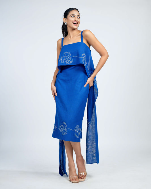 Slip around tropical embroidery dress