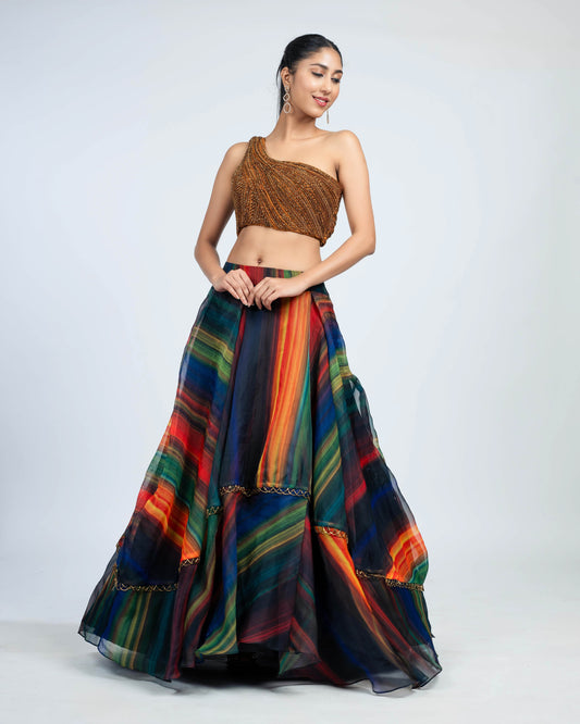 Organza flared skirt with moulded skirt