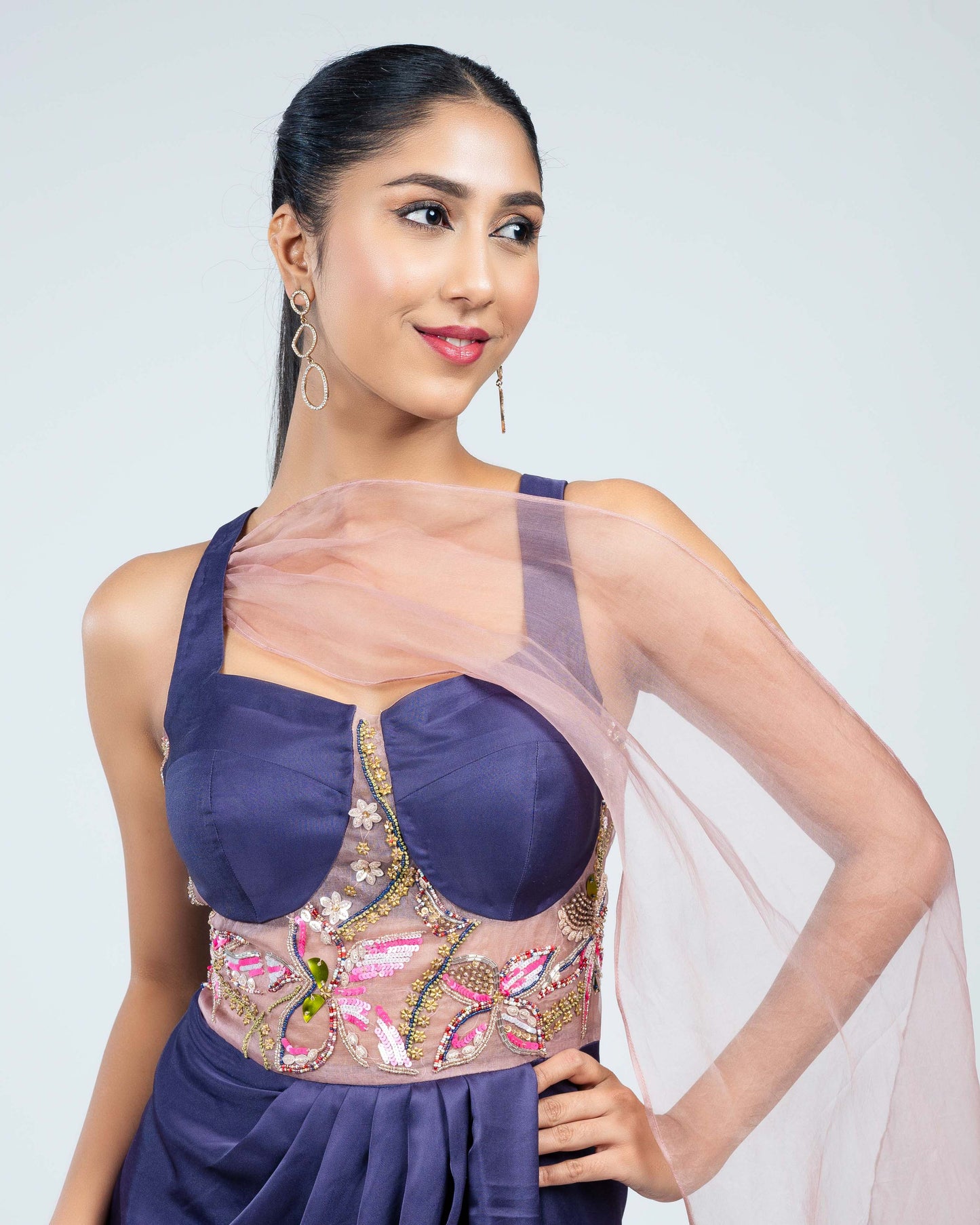 Munga silk corset pleated gown
